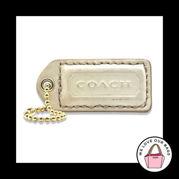 2" Y2K VINTAGE COACH Off White Polished Leather Fob Bag Charm Keychain Hang Tag - Picture 1 of 2